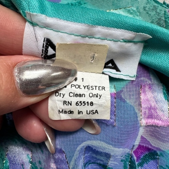 Vintage 80s 90s Patra Iridescent Circles Tiered Dress with Lettuce Hem Size Med - Picture 6 of 7